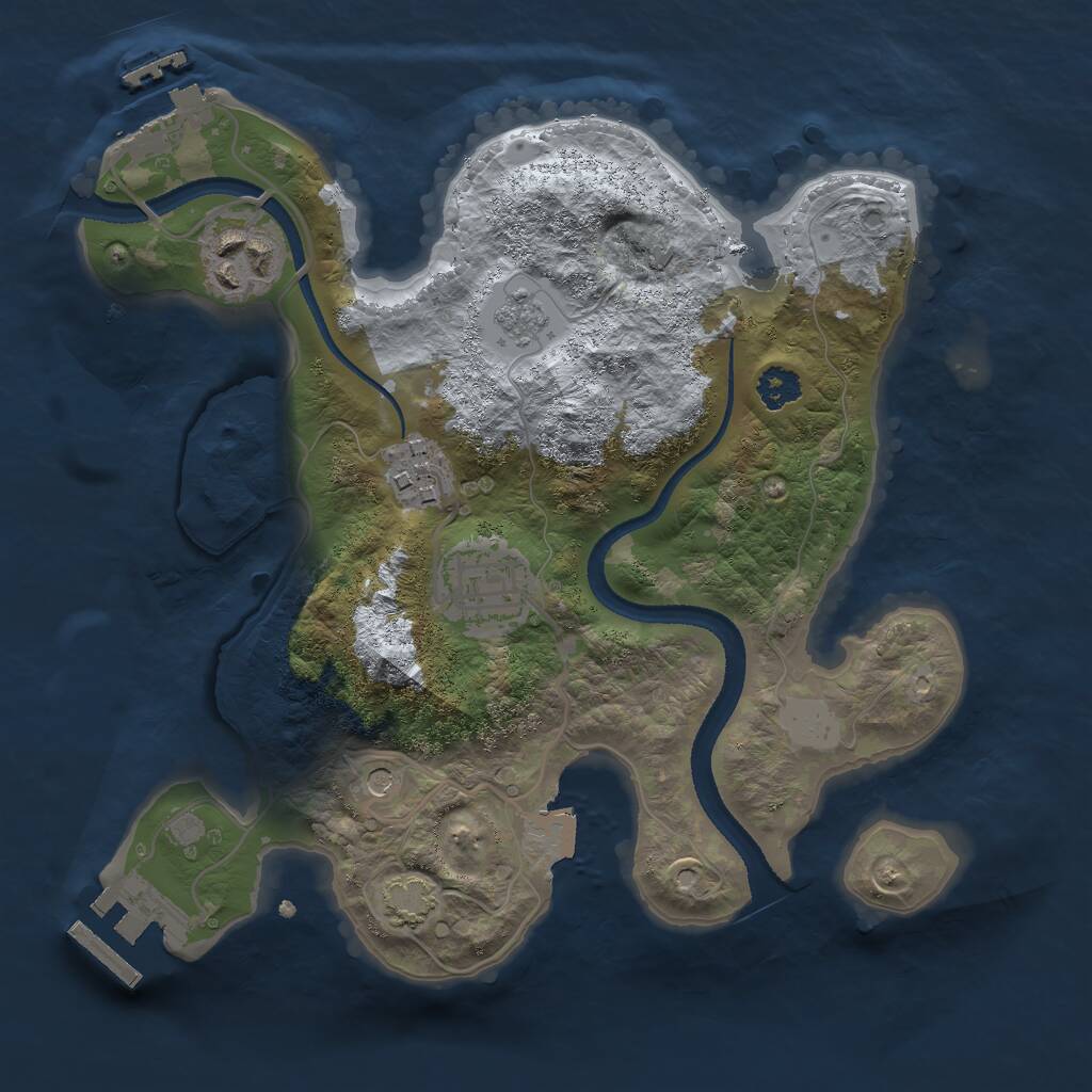 Rust Map: Procedural Map, Size: 2553, Seed: 1, 9 Monuments