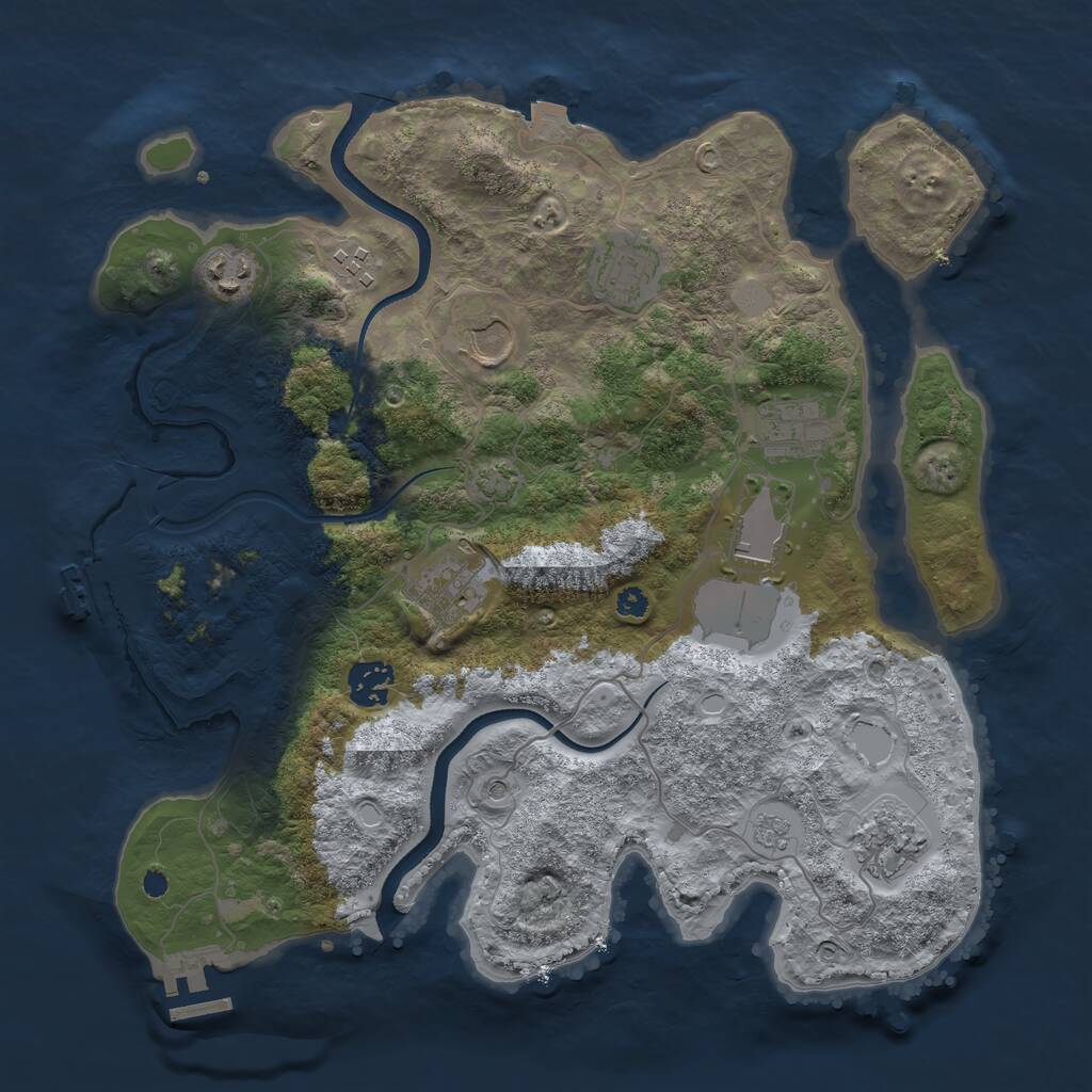 Rust Map: Procedural Map, Size: 3500, Seed: 1539819317, 15 Monuments