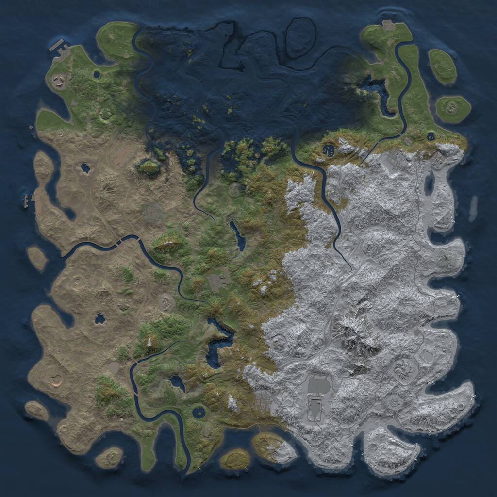 Rust Map: Procedural Map, Size: 6000, Seed: 983890777, 17 Monuments