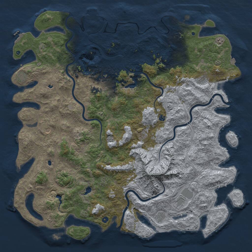 Rust Map: Procedural Map, Size: 6000, Seed: 84921997, 17 Monuments