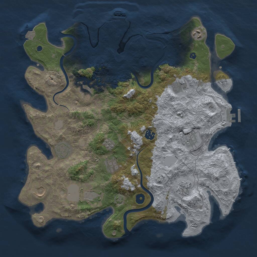 Rust Map: Procedural Map, Size: 3900, Seed: 128981356, 17 Monuments