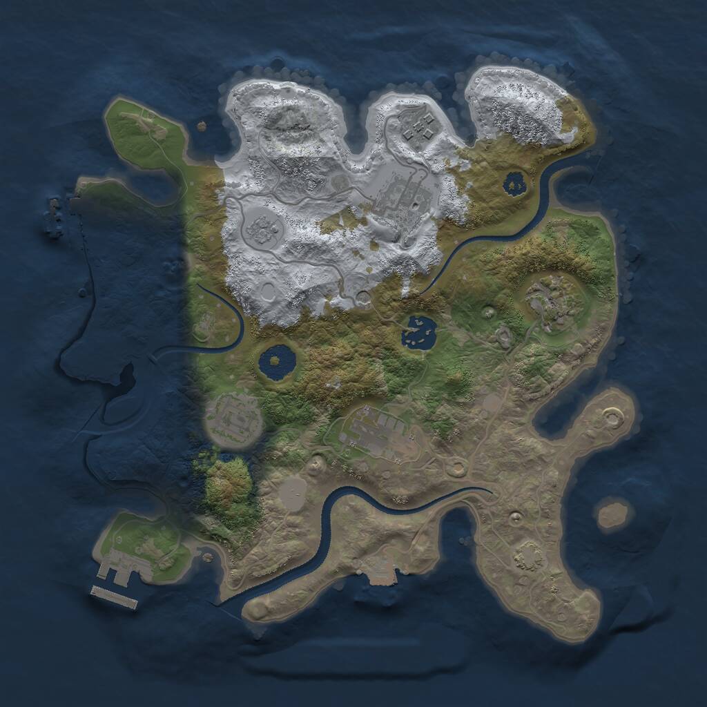 Rust Map: Procedural Map, Size: 3000, Seed: 2608437, 12 Monuments