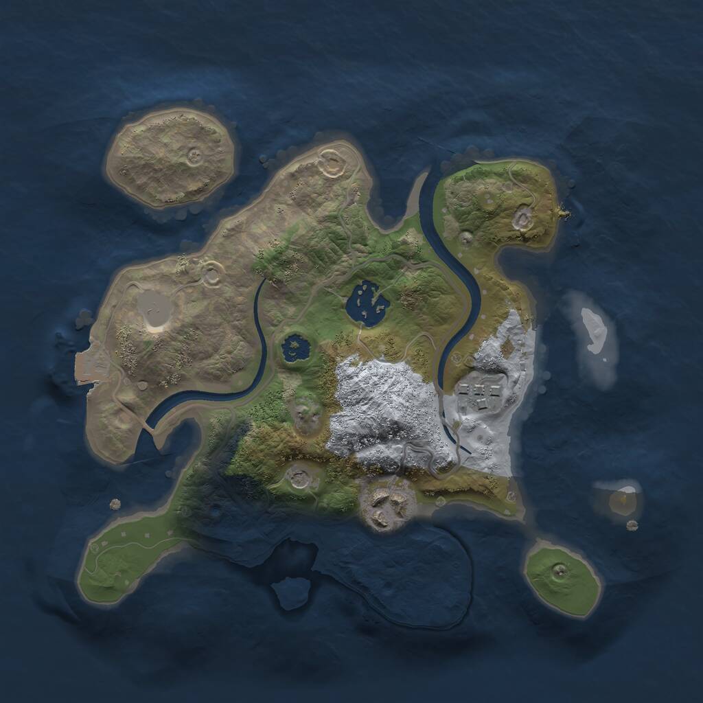 Rust Map: Procedural Map, Size: 2500, Seed: 73395, 5 Monuments
