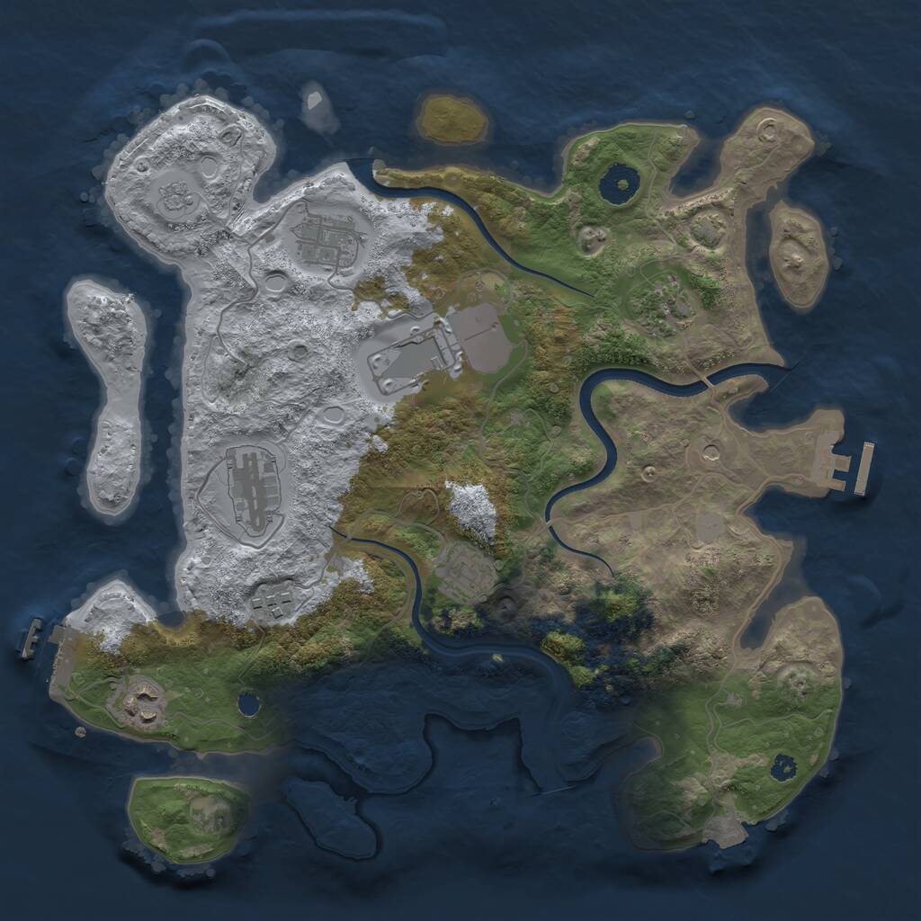 Rust Map: Procedural Map, Size: 3500, Seed: 1854899557, 13 Monuments