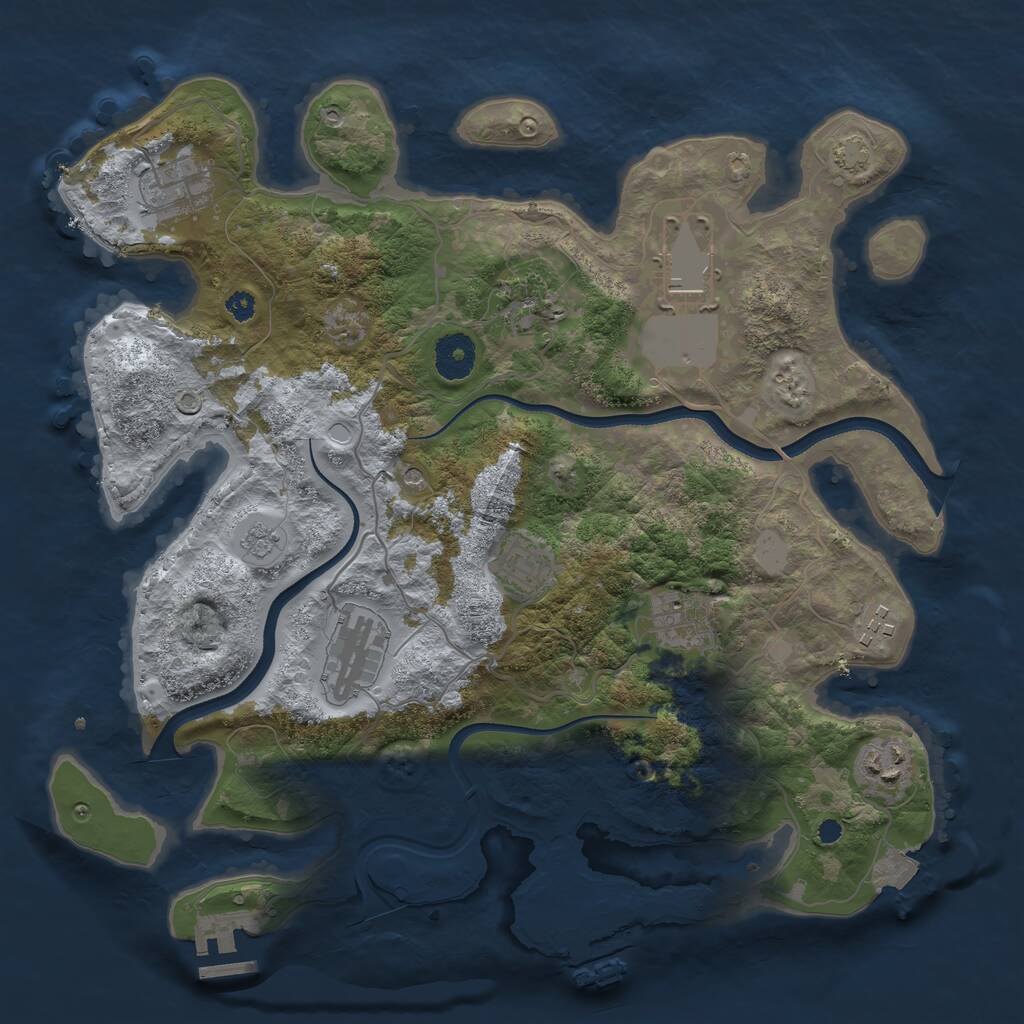 Rust Map: Procedural Map, Size: 3500, Seed: 37175, 14 Monuments