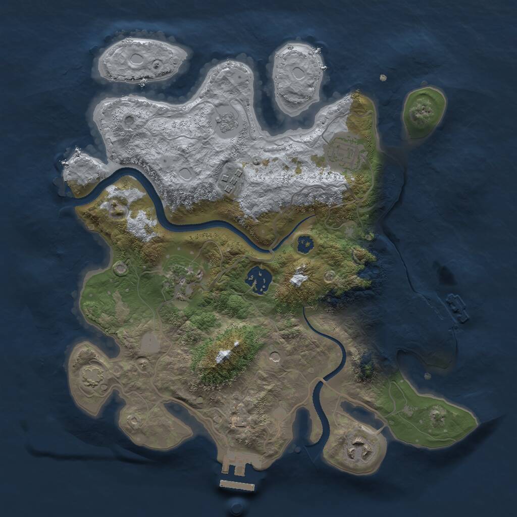 Rust Map: Procedural Map, Size: 3000, Seed: 1376513265, 11 Monuments