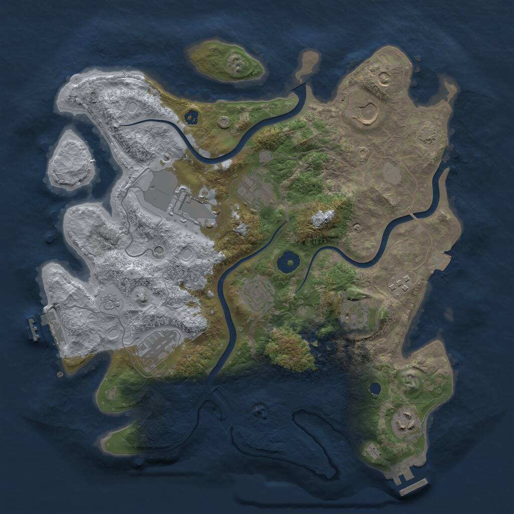 Rust Map: Procedural Map, Size: 3500, Seed: 848515623, 14 Monuments