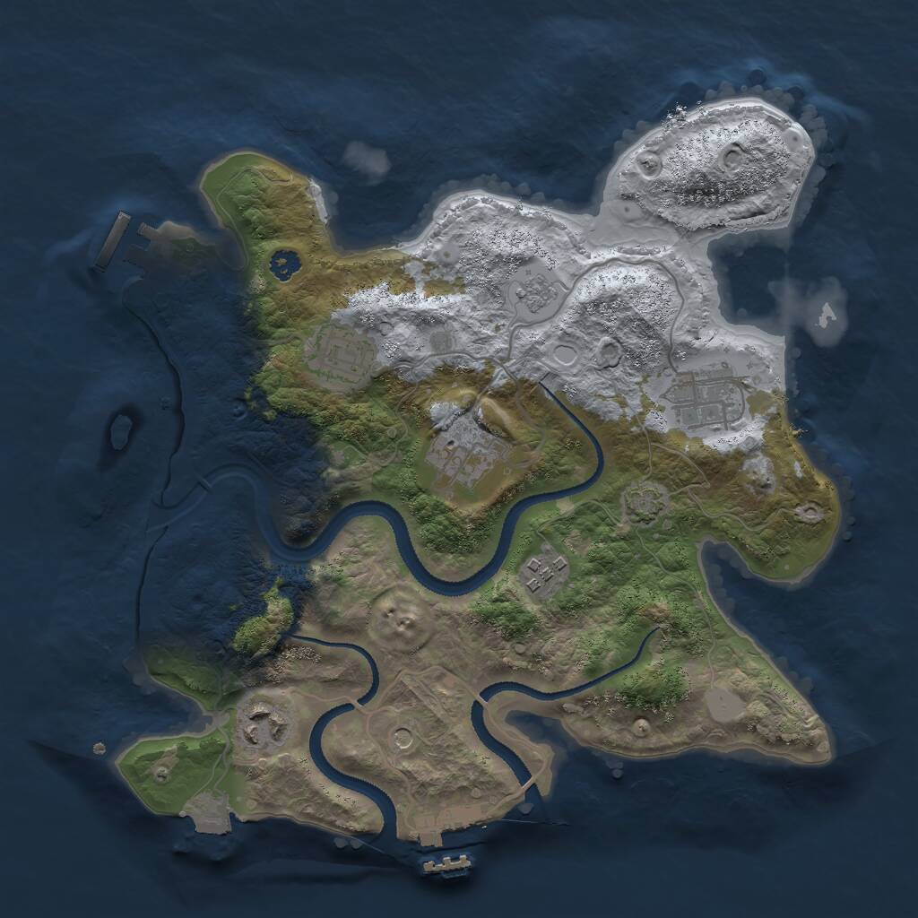 Rust Map: Procedural Map, Size: 3000, Seed: 1128858644, 11 Monuments