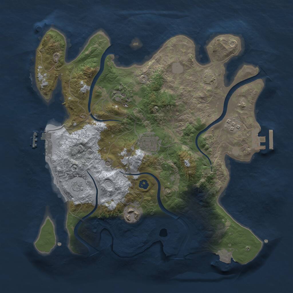 Rust Map: Procedural Map, Size: 3000, Seed: 2057909866, 10 Monuments