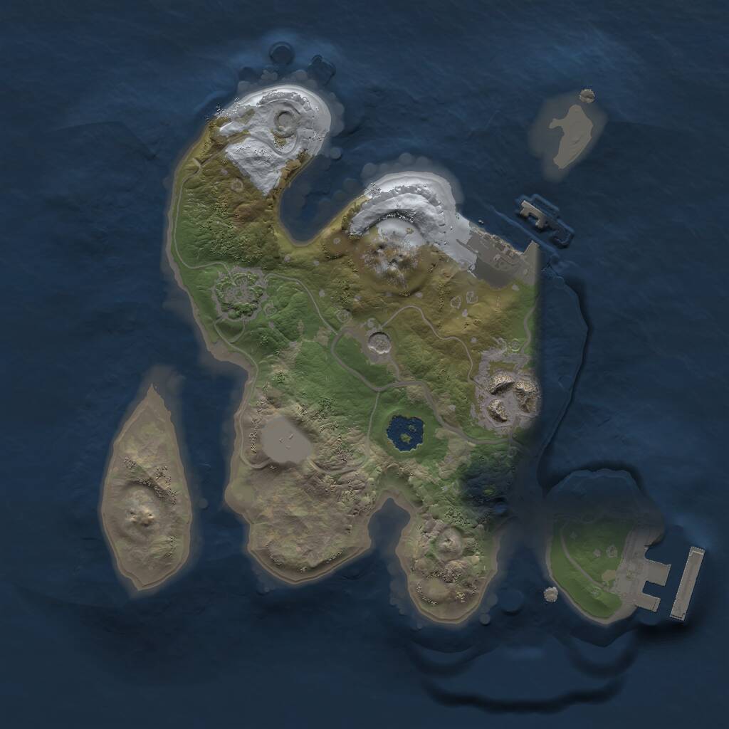 Rust Map: Procedural Map, Size: 2000, Seed: 1455790341, 6 Monuments