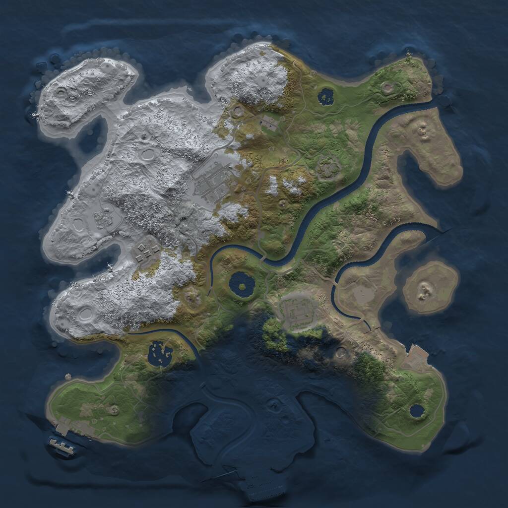 Rust Map: Procedural Map, Size: 3000, Seed: 1188660356, 10 Monuments