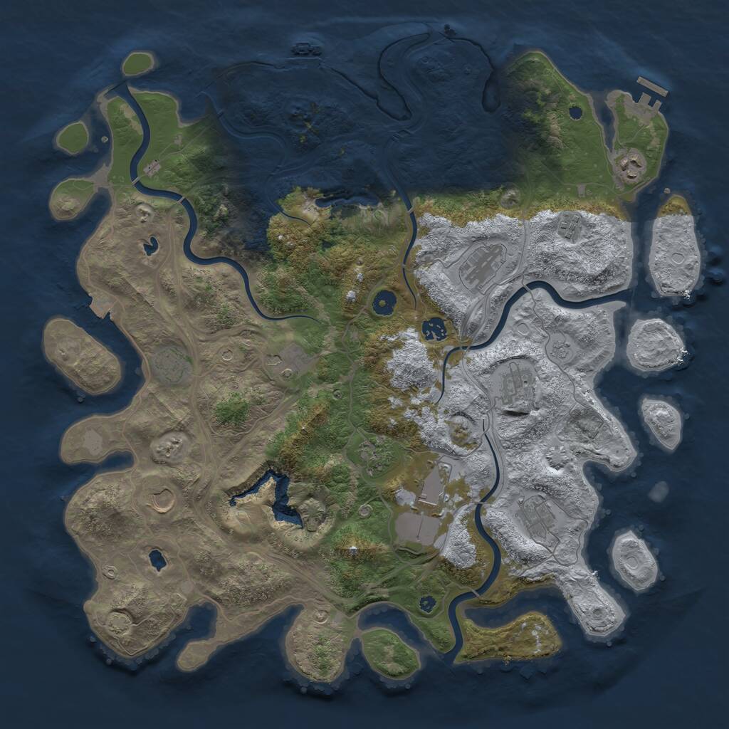 Rust Map: Procedural Map, Size: 4500, Seed: 382084, 17 Monuments