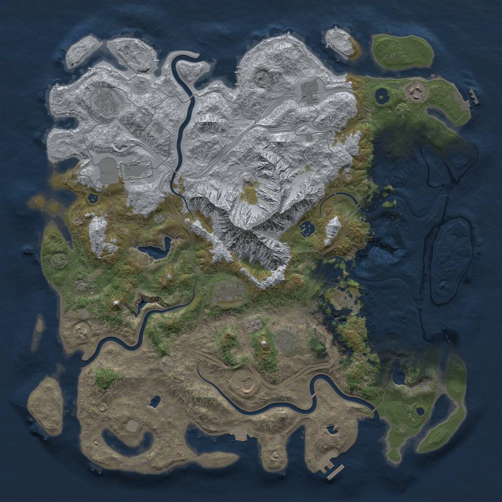 Rust Map: Procedural Map, Size: 5000, Seed: 101010, 17 Monuments