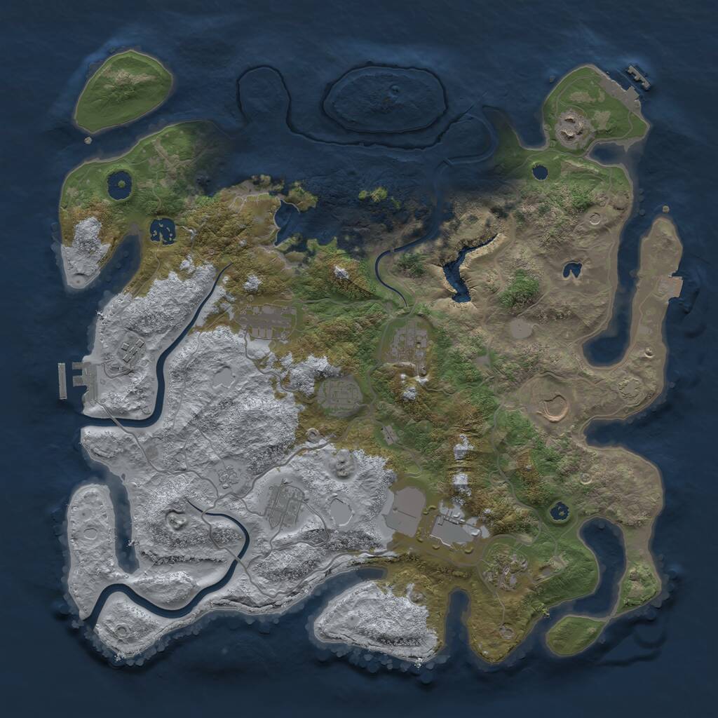 Rust Map: Procedural Map, Size: 4000, Seed: 1237187212, 16 Monuments