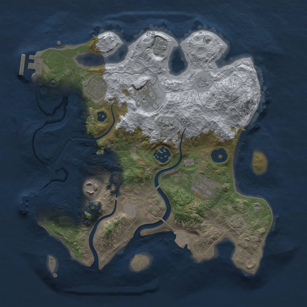 Rust Map: Procedural Map, Size: 3000, Seed: 1956973488, 12 Monuments