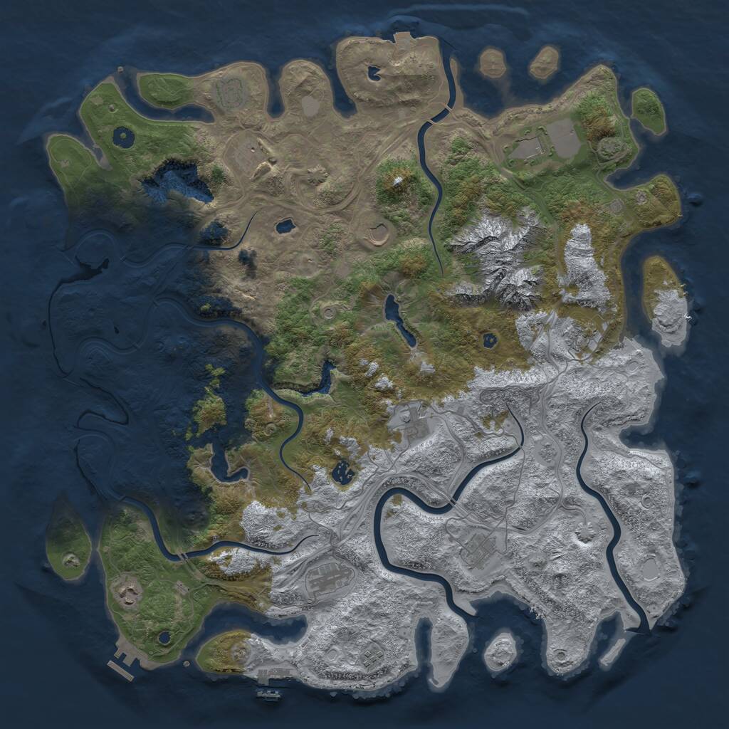 Rust Map: Procedural Map, Size: 5000, Seed: 1725667750, 17 Monuments