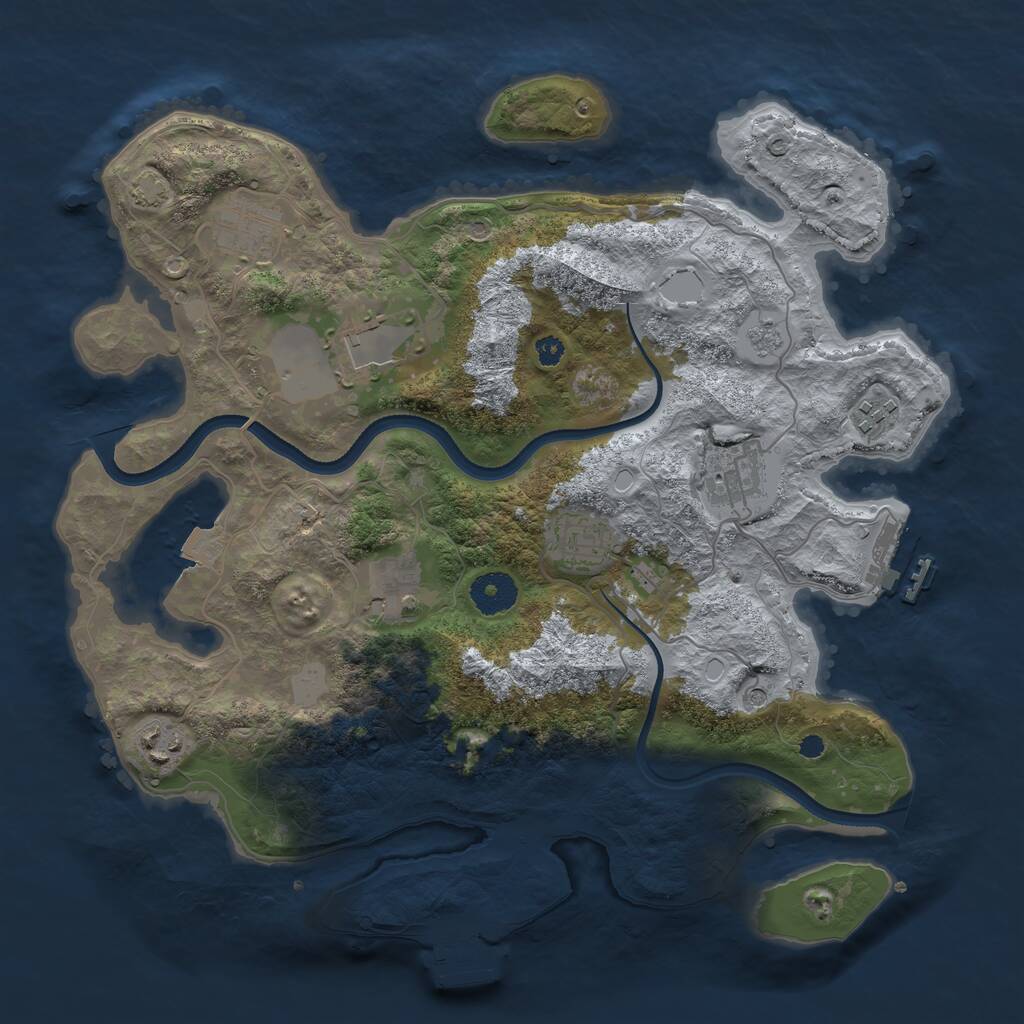 Rust Map: Procedural Map, Size: 3500, Seed: 1977708561, 13 Monuments