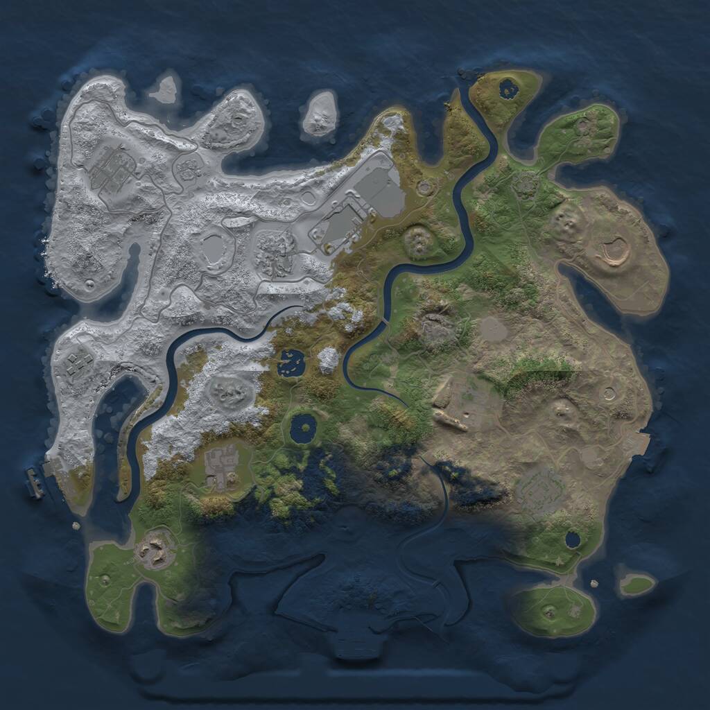 Rust Map: Procedural Map, Size: 3700, Seed: 2483, 16 Monuments