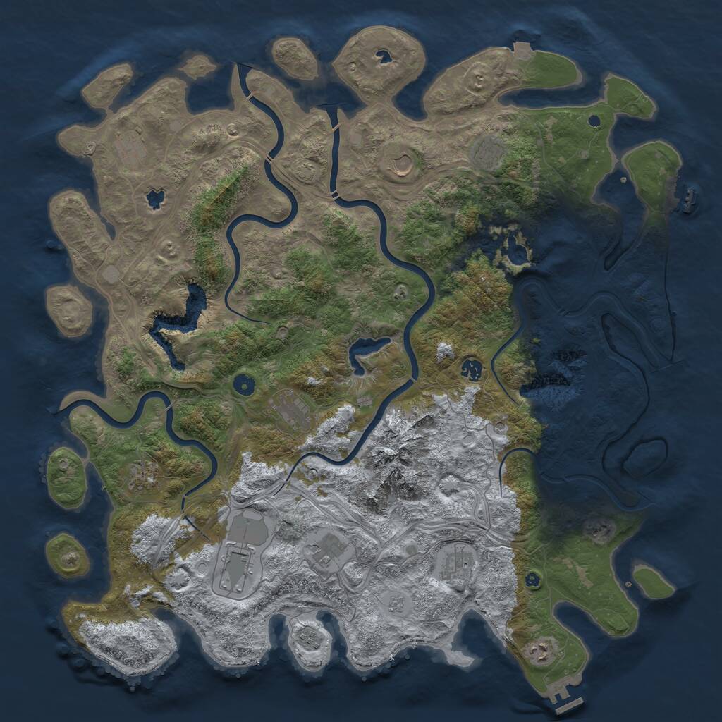 Rust Map: Procedural Map, Size: 5000, Seed: 53530, 17 Monuments