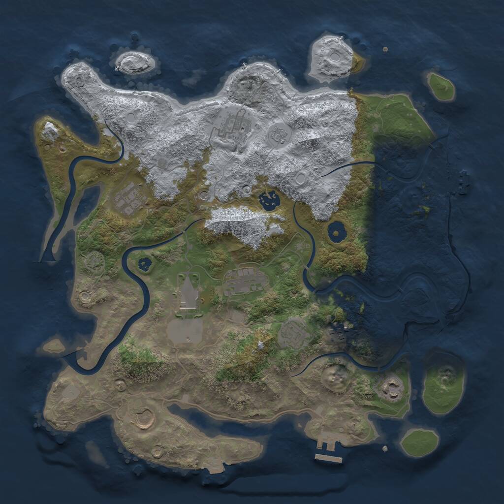 Rust Map: Procedural Map, Size: 3750, Seed: 2132238169, 15 Monuments