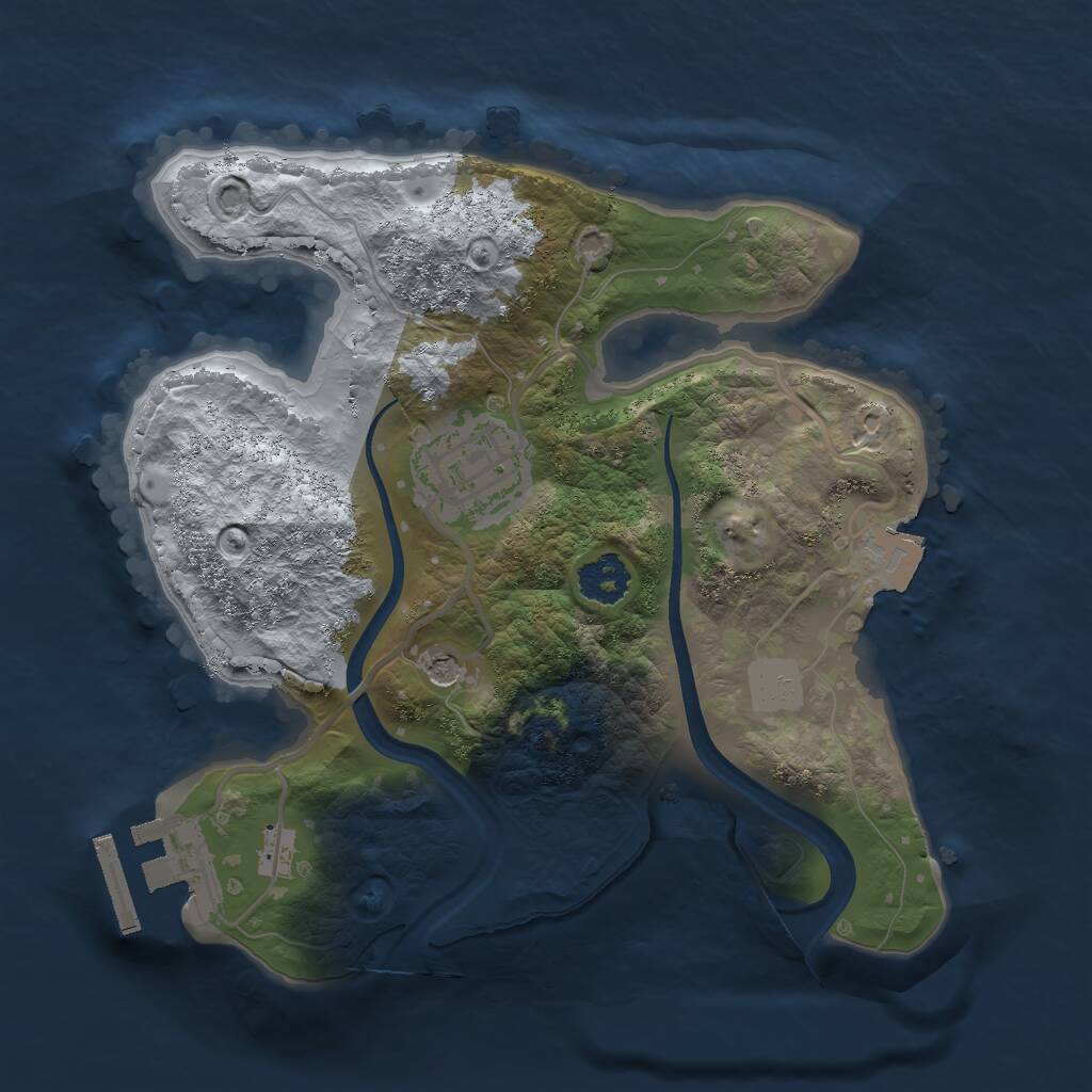 Rust Map: Procedural Map, Size: 2175, Seed: 674121, 4 Monuments