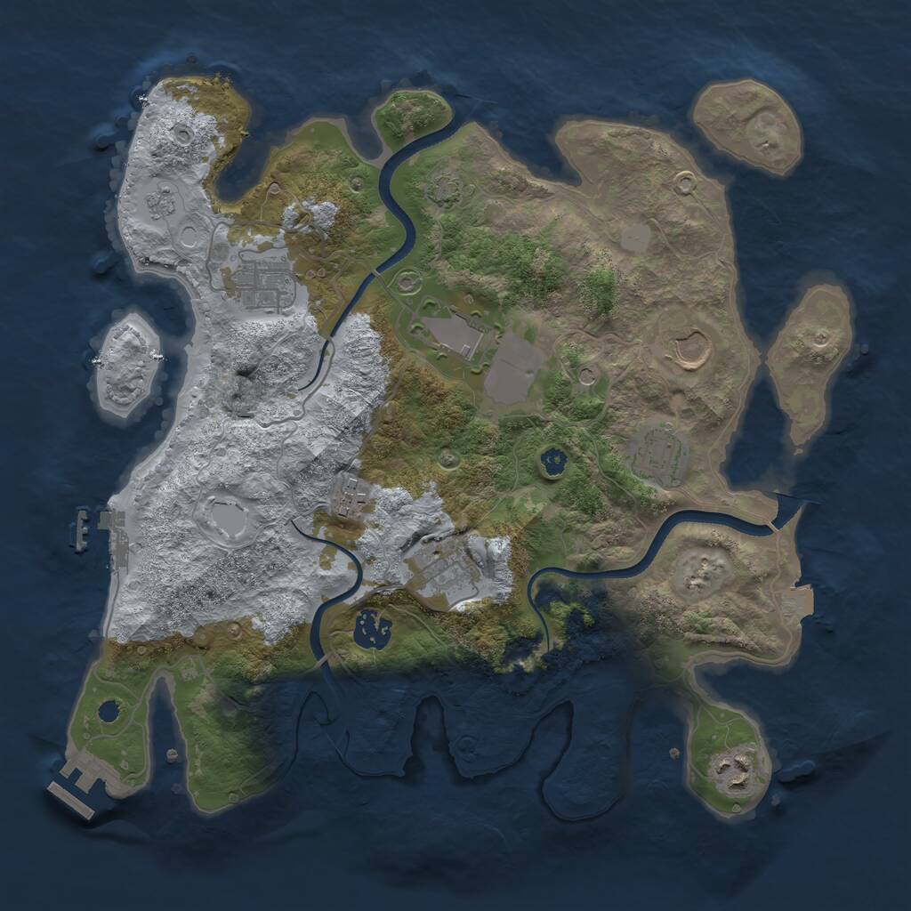 Rust Map: Procedural Map, Size: 3500, Seed: 1244947091, 14 Monuments