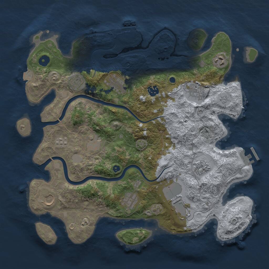 Rust Map: Procedural Map, Size: 3750, Seed: 1470519689, 17 Monuments