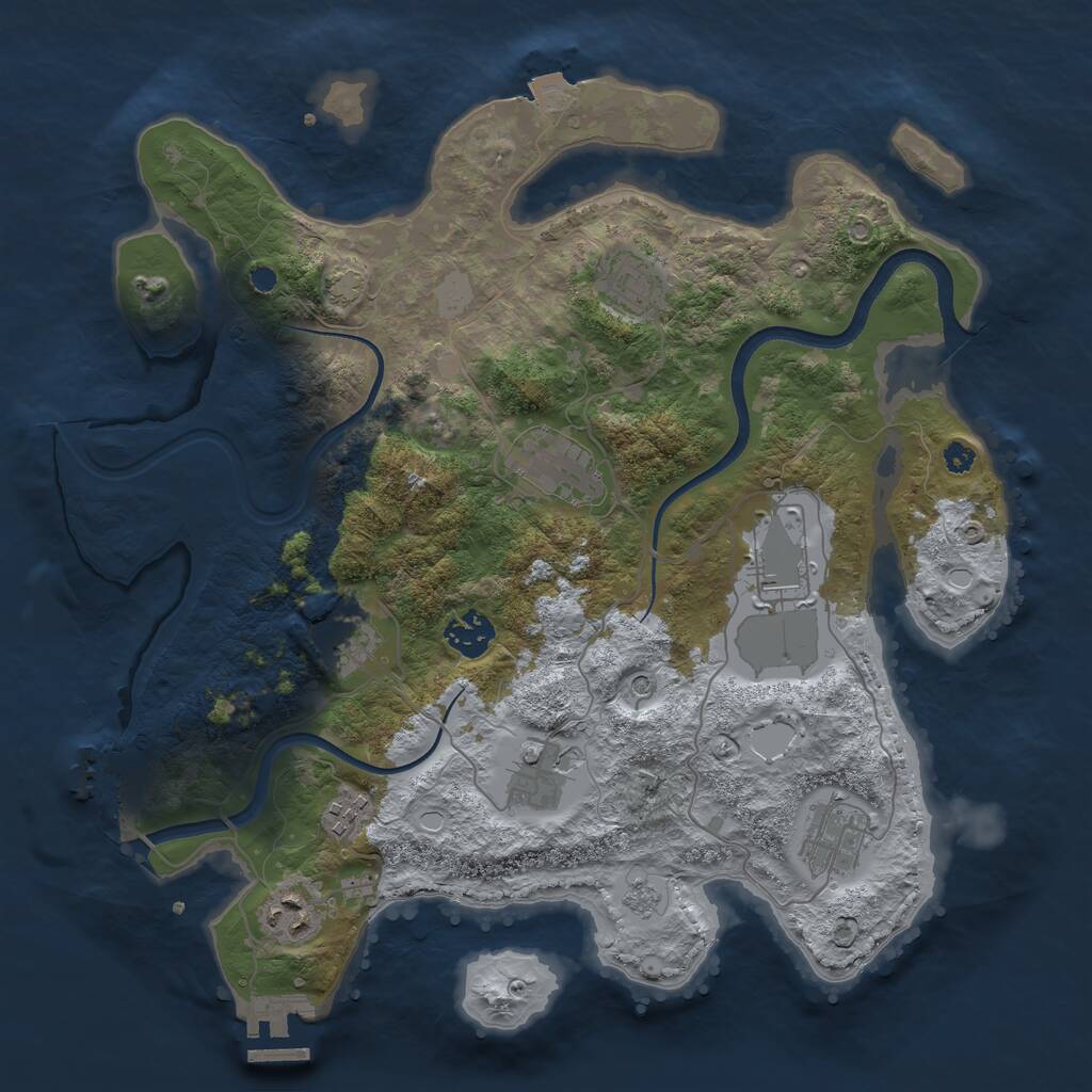 Rust Map: Procedural Map, Size: 3550, Seed: 1059539944, 15 Monuments