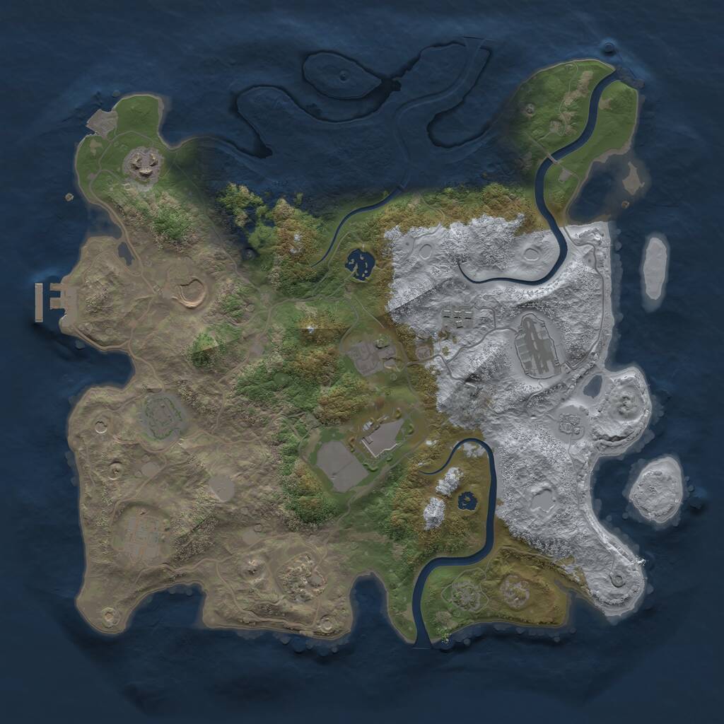 Rust Map: Procedural Map, Size: 3750, Seed: 1784596865, 15 Monuments