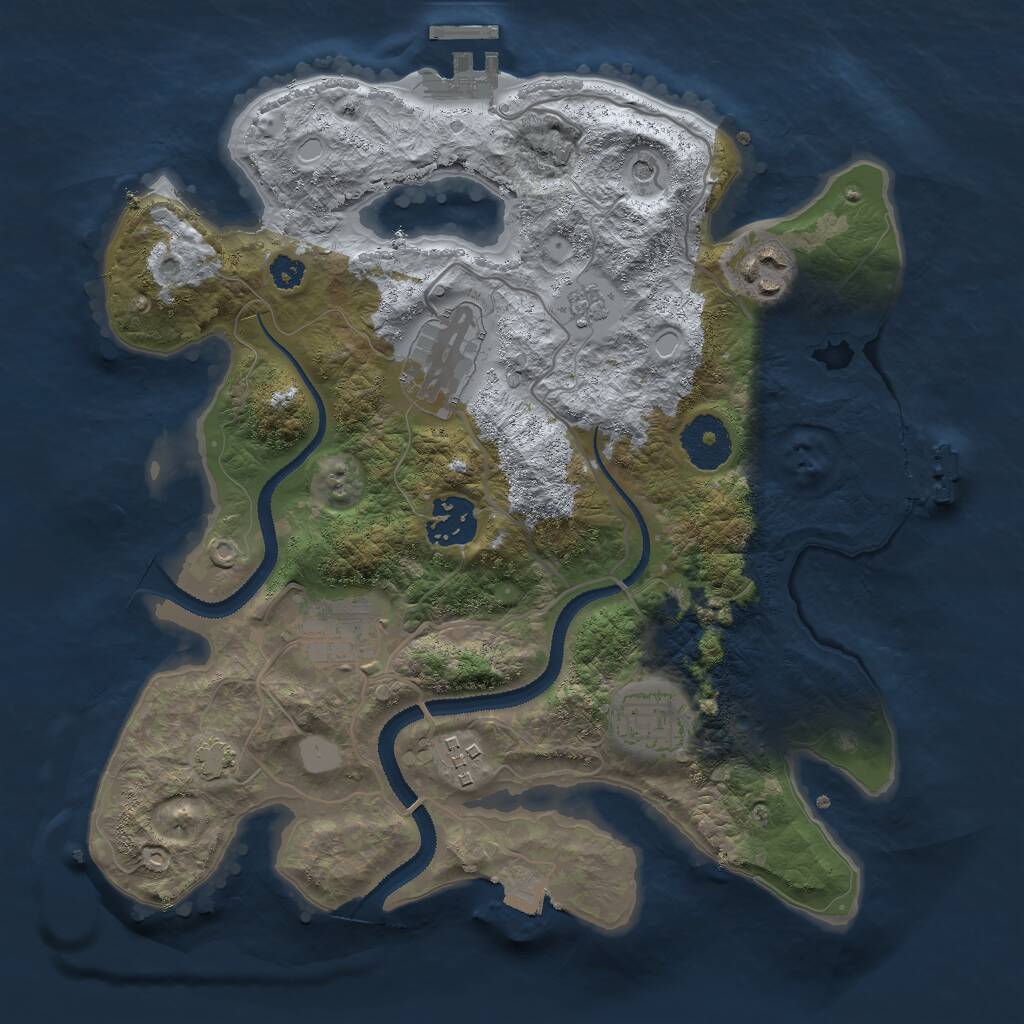 Rust Map: Procedural Map, Size: 3000, Seed: 736604539, 12 Monuments