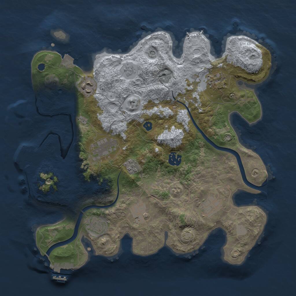 Rust Map: Procedural Map, Size: 3300, Seed: 1077218371, 14 Monuments