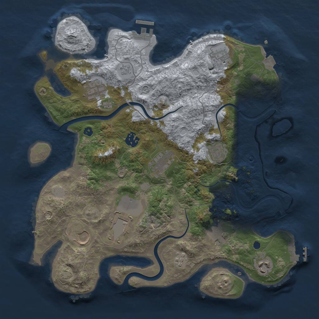Rust Map: Procedural Map, Size: 3500, Seed: 1031079535, 16 Monuments