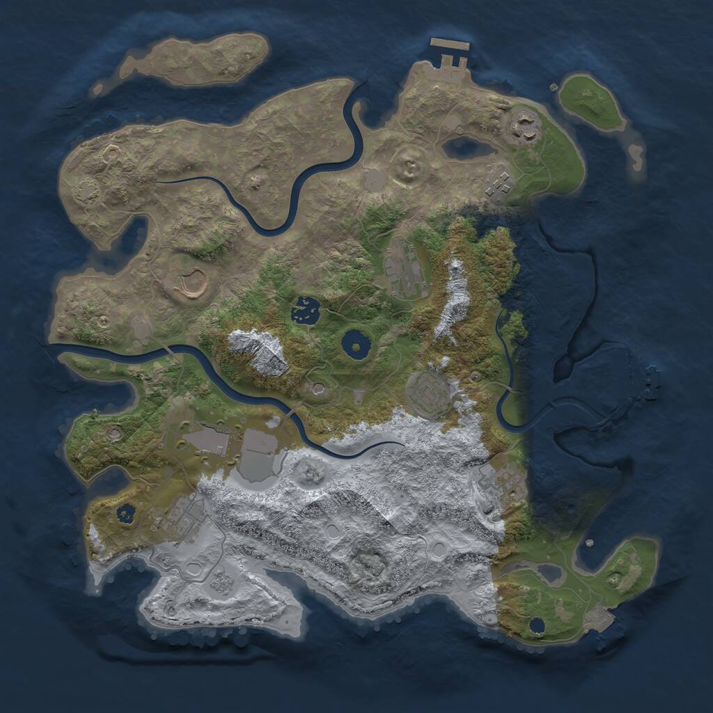 Rust Map: Procedural Map, Size: 3700, Seed: 605197710, 15 Monuments