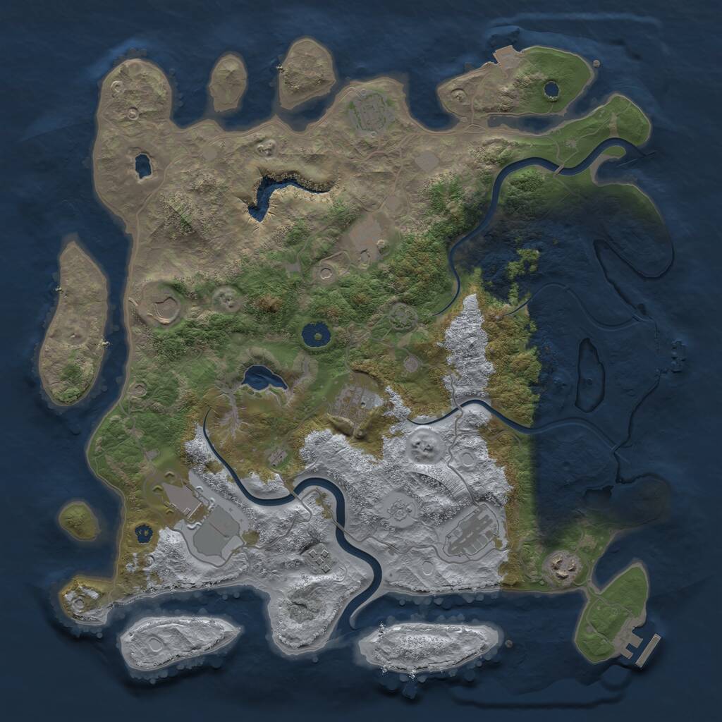 Rust Map: Procedural Map, Size: 4000, Seed: 12931, 14 Monuments