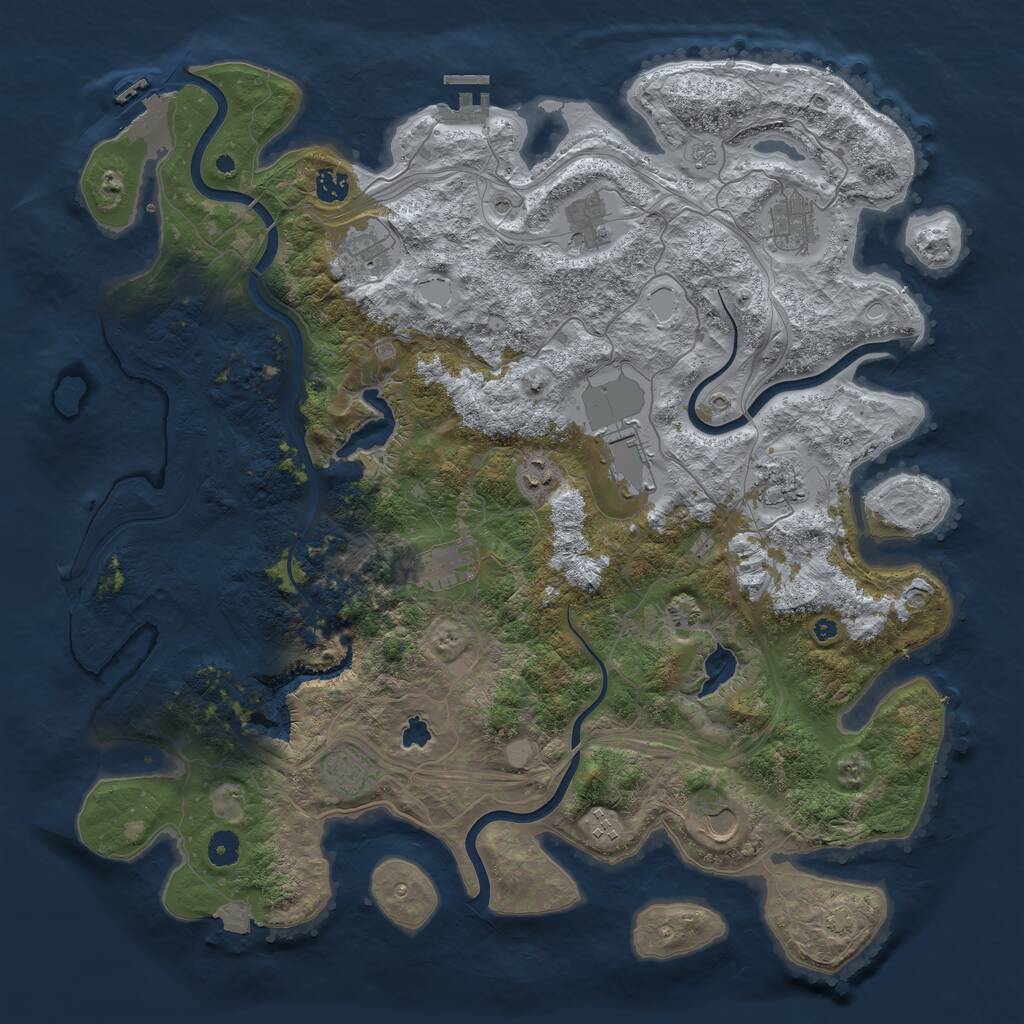 Rust Map: Procedural Map, Size: 4500, Seed: 1026094070, 17 Monuments
