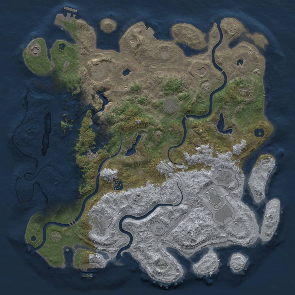 Rust Map: Procedural Map, Size: 4500, Seed: 5231950, 16 Monuments