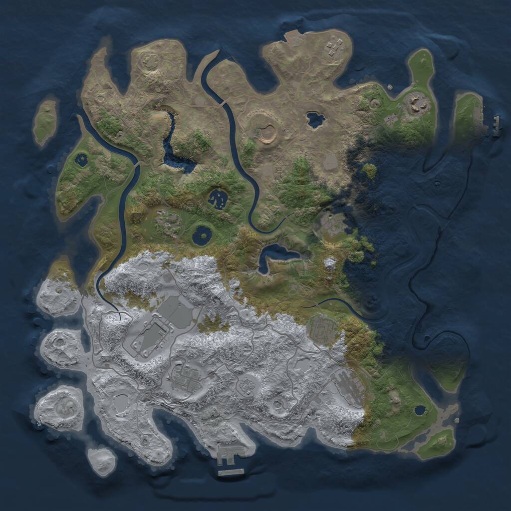 Rust Map: Procedural Map, Size: 4000, Seed: 31232122, 16 Monuments