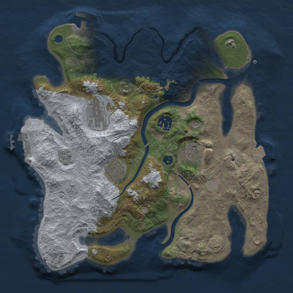 Rust Map: Procedural Map, Size: 3000, Seed: 7180936, 11 Monuments