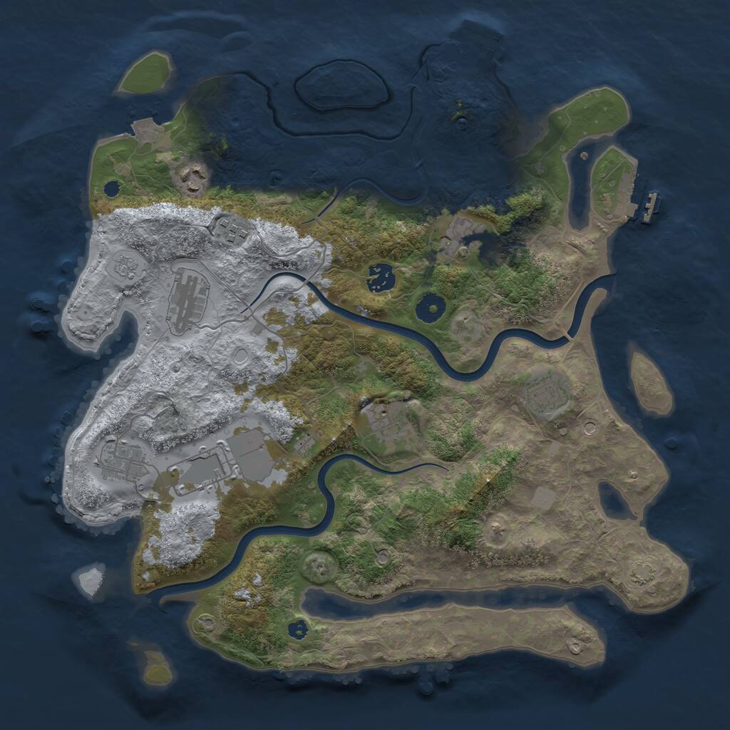 Rust Map: Procedural Map, Size: 3750, Seed: 1867464280, 15 Monuments