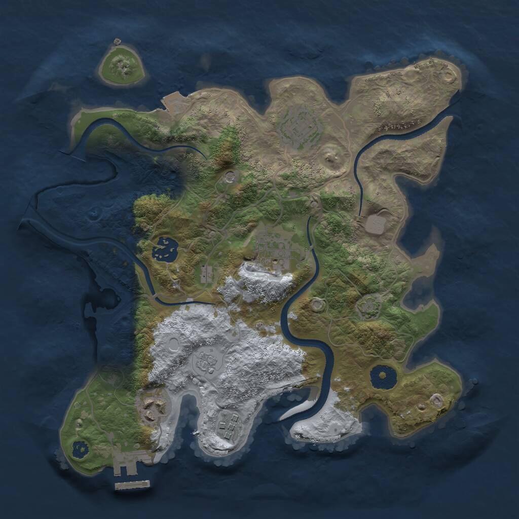 Rust Map: Procedural Map, Size: 3000, Seed: 51849, 10 Monuments