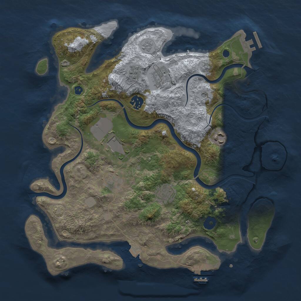Rust Map: Procedural Map, Size: 3500, Seed: 422485542, 13 Monuments