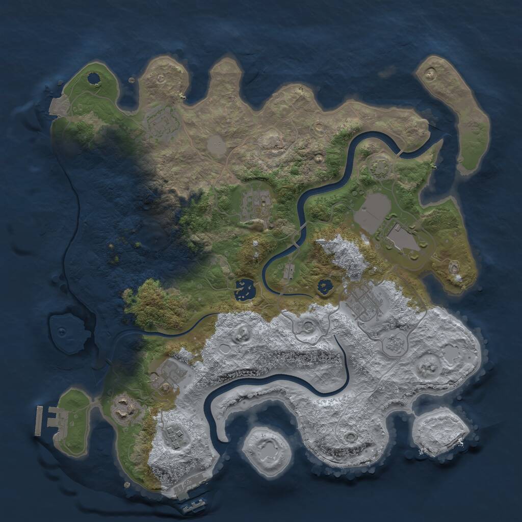 Rust Map: Procedural Map, Size: 3500, Seed: 1195449662, 14 Monuments