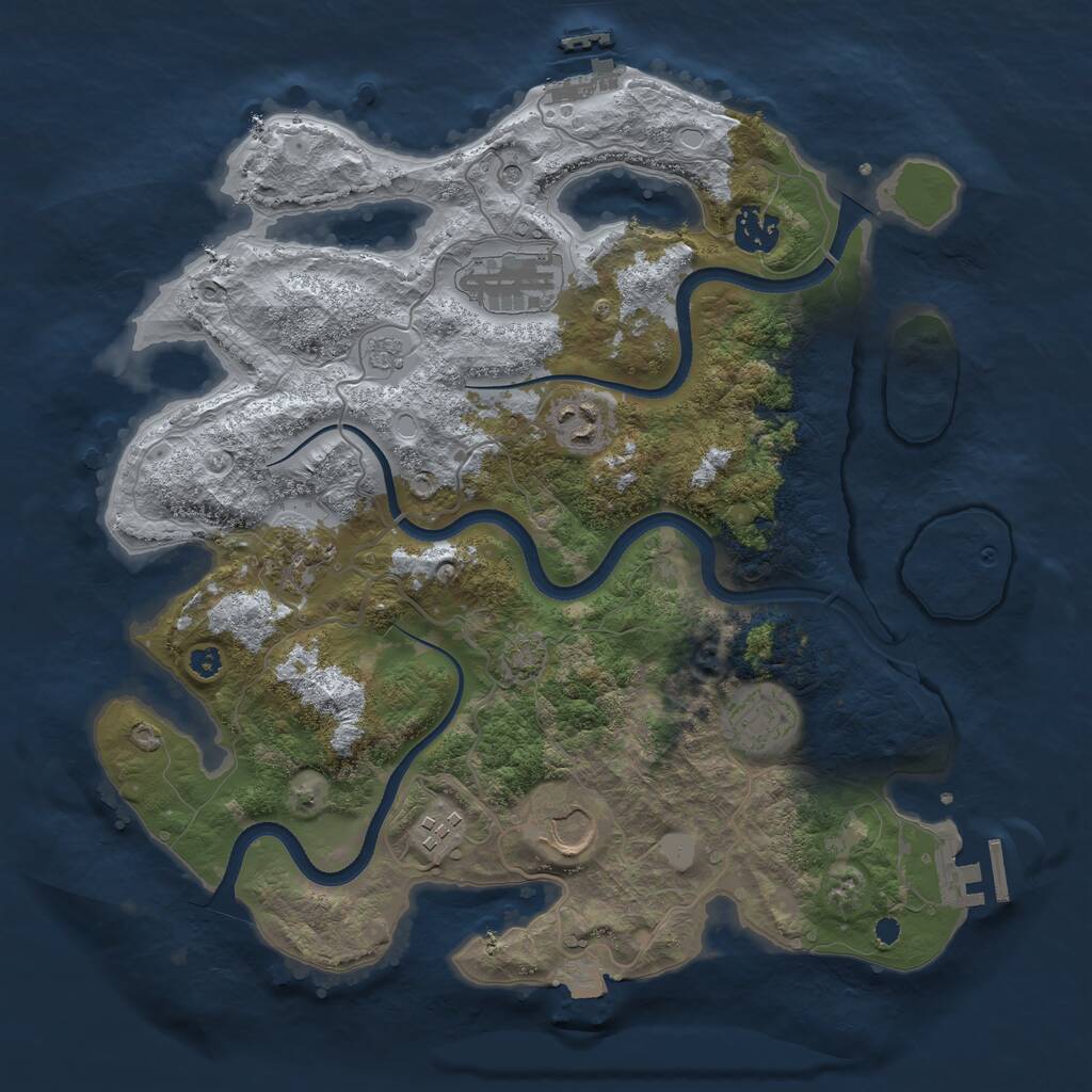 Rust Map: Procedural Map, Size: 3500, Seed: 1307401948, 13 Monuments