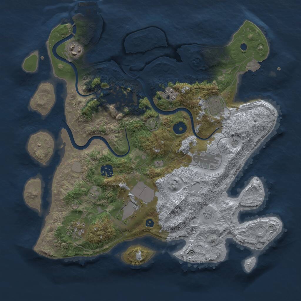 Rust Map: Procedural Map, Size: 3500, Seed: 1160551662, 13 Monuments
