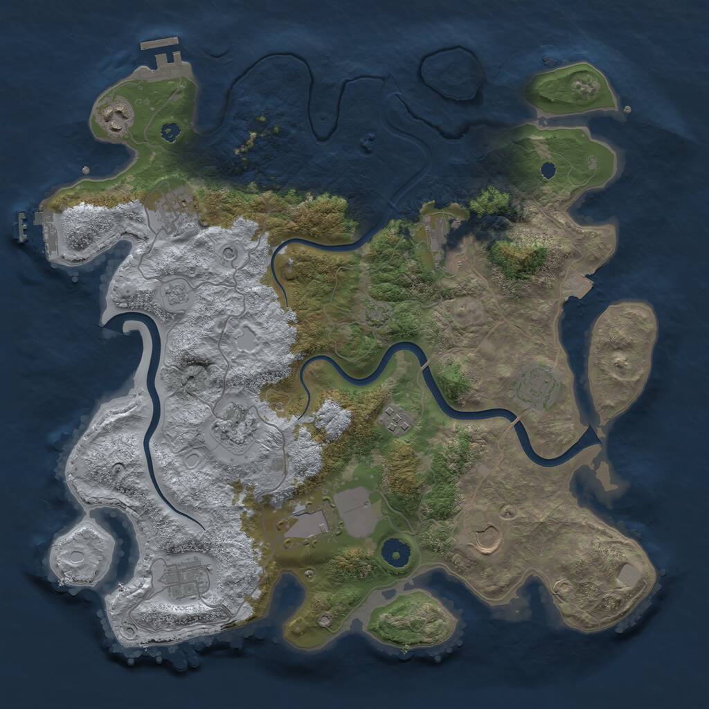 Rust Map: Procedural Map, Size: 3750, Seed: 1054753767, 15 Monuments