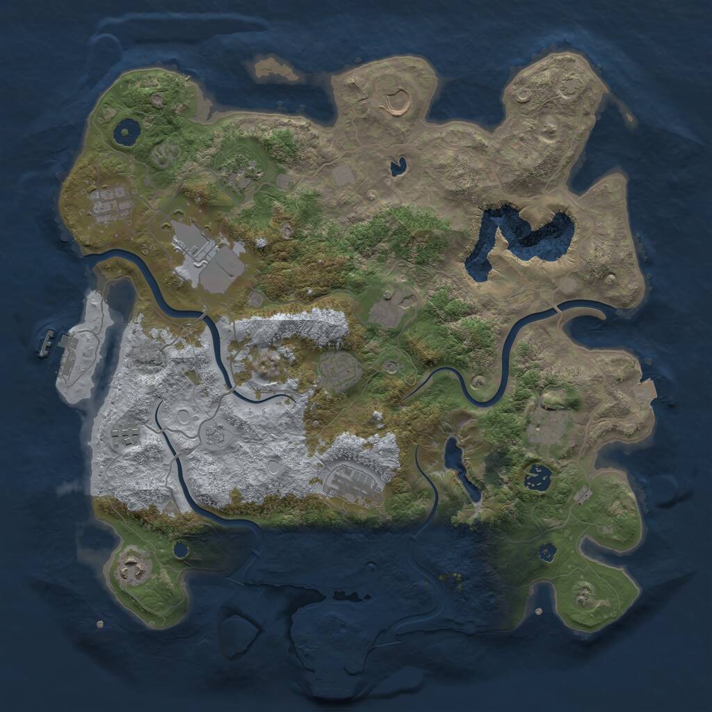 Rust Map: Procedural Map, Size: 4000, Seed: 2058284555, 17 Monuments