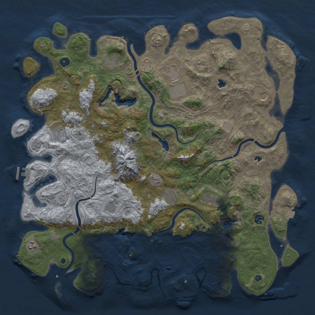 Rust Map: Procedural Map, Size: 5000, Seed: 1157340466, 17 Monuments