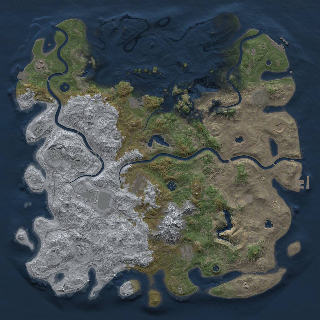Rust Map: Procedural Map, Size: 5000, Seed: 1285476820, 17 Monuments