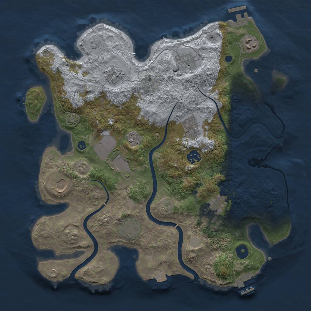 Rust Map: Procedural Map, Size: 3500, Seed: 65219722, 16 Monuments