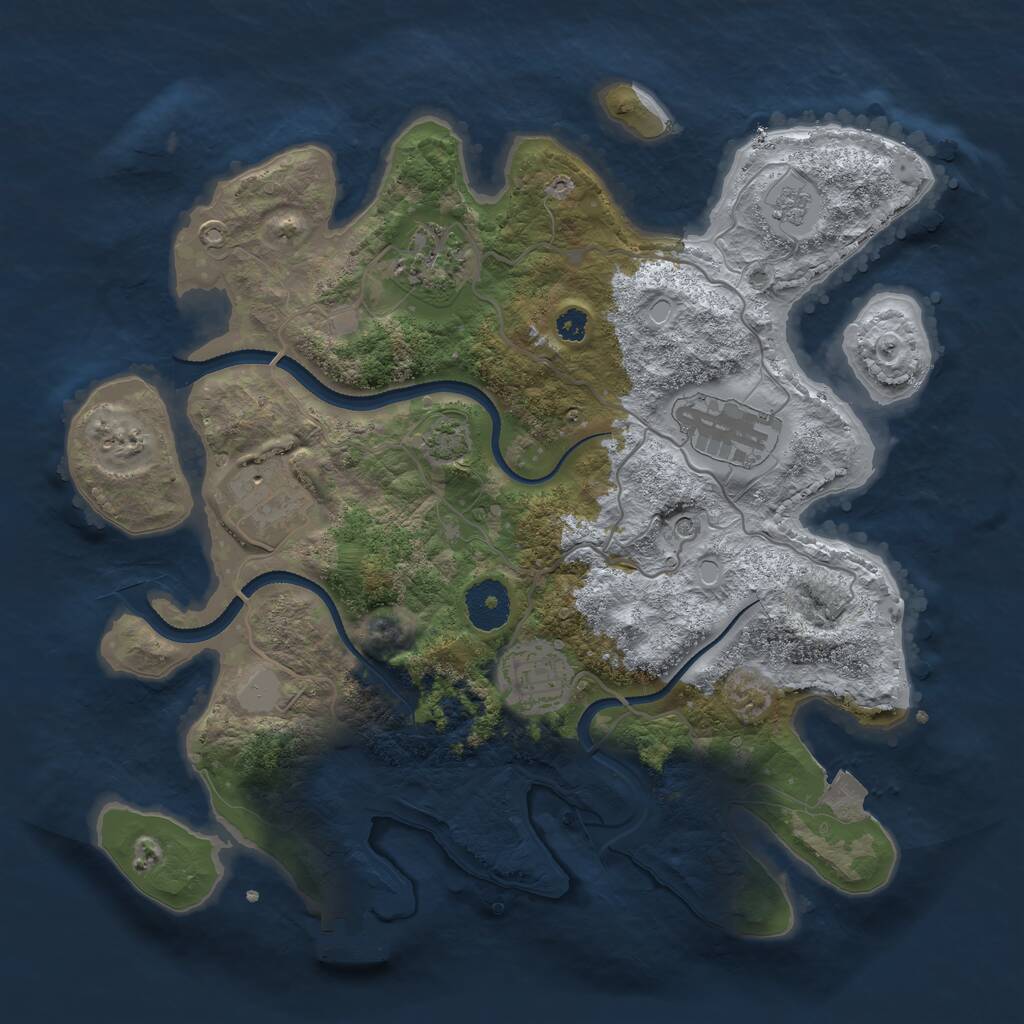 Rust Map: Procedural Map, Size: 3250, Seed: 961639488, 9 Monuments